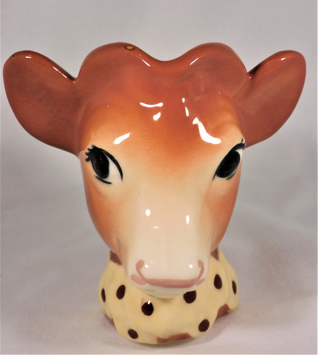 Vintage Cow Creamer Ceramic Elsie Style Head Yellow & Black Etsy