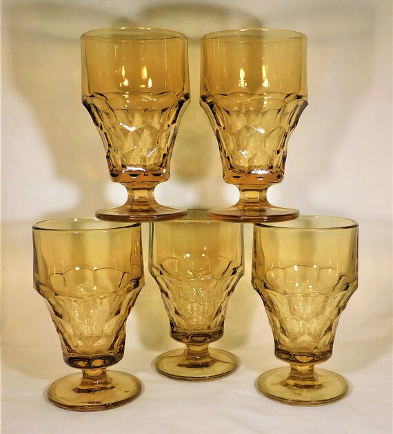 Anchor Hocking Set 5 Stemmed Iced Tea Glasses Pattern Etsy