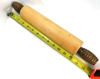 Vintage Wooden 15" Rolling Pin Refurbished Handles: Stationary Type