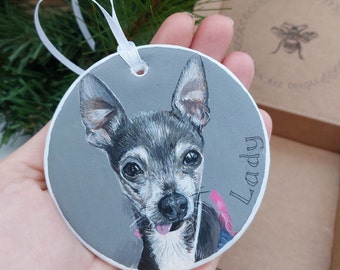 Custom Pet Portrait Ornament / Personalised Pet Portrait Ornament / Highly detailed Pet Portrait