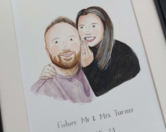 Hand painted portrait / Watercolour family portrait  / Hand painted couple portrait