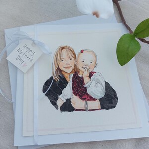 Personalised portrait card / Hand painted portrait / Watercolour portrait / Mother's Day card / Bespoke illustration