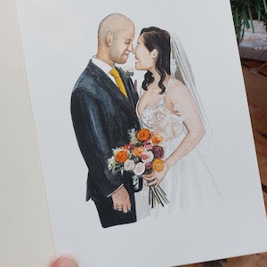 Custom people portrait / Watercolour family portrait / Hand painted couple portrait image 7