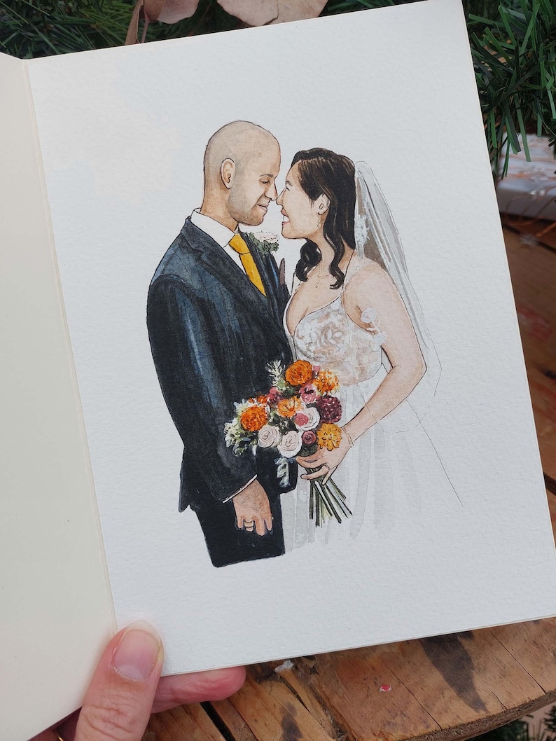 Custom people portrait / Watercolour family portrait / Hand painted couple portrait image 7