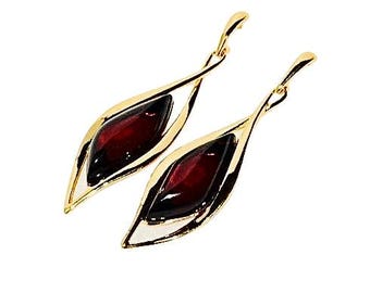 Gold Baltic Amber Drop Earrings, Sterling Silver
