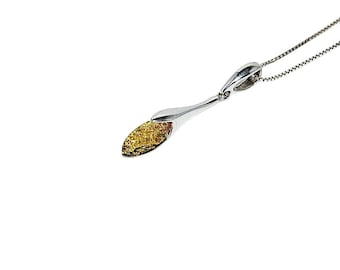 Natural amber pendant necklace,Green amber pendant necklace,Delicate amber pendant necklace,Gift for her,Genuine Baltic amber.