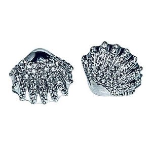 Seashell stud earrings,Silver seashell earrings,Silver seashell earrings with  CZ,Delicate seashell studs,Gift for her.