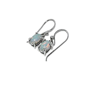 White opal drop earrings handcrafted with 925 sterling silver, perfect gift for her.October birthstone ,white opal jewellery.