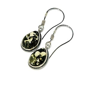 Green amber earrings,Natural amber earrings,Silver earrings with amber,Gift for her,Everyday amber earrings,Genuine Baltic amber.
