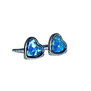 Blue opal studs earrings,Silver stud earrings with blue opal,Delicate opal studs,Gift for her,October birthstone,Blue opal jewellery.