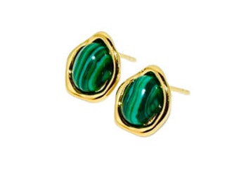 Natural malachite gold earrings,Green malachite earrings,Gold earrings with malachite,Gift for her,Malachite jewellery.