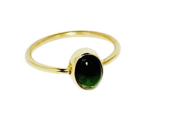 Green tourmaline ring,Natural tourmalinr ring,Gold ring with tourmaline,Small tourmaline ring,Gift for her,Tourmaline jewellery.