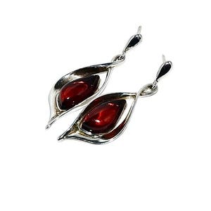 Natural amber earrings,Cherry amber earrings,Silver earrings with amber,Gift for her,Amber jewellery,Genuine Baltic amber, everyday earrings