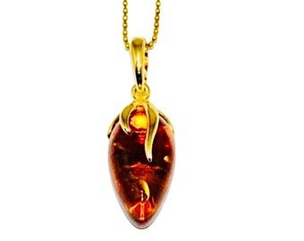 Colar com pingente de âmbar natural, colar com pingente de âmbar delicado, presente para ela, pingente de colar de âmbar diário, âmbar báltico genuíno.