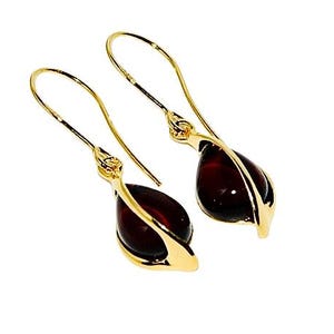 Natural amber earrings,Gold earrings with amber,Genuine Amber earrings,Gift for her,Genuine Baltic amber,Everyday amber earrings.