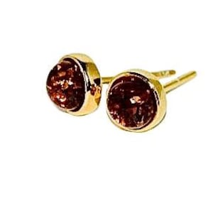 Natural amber stud earrings,Gold stud earrings with amber,Gift for her,Amber jewellery,Genuine Baltic amber,Genuine amber earrings.