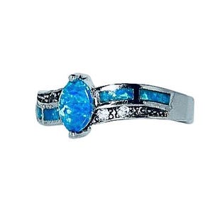 Delicate blue opal ring,Blue opal ring,Silver ring with blue opal,Gift for her,Opal jewellery,October birthstone,Silver ring with opal.