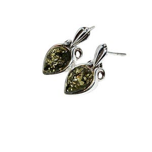Green amber earrings,Natural amber earrings,Silver earrings with amber,Gift for her,Everyday amber earrings,Genuine Baltic amber.