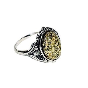 Natural amber ring,Amazing green amber ring,Silver amber ring,Gift for her,Amber jewellery,Genuine Baltic amber,Silver ring with amber.