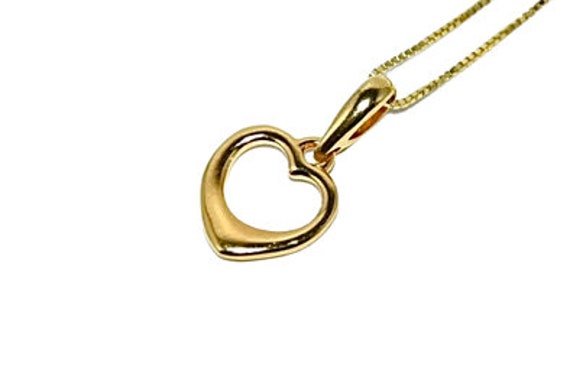 Sterling Silver Heart Pendant Necklace, 18ct Gold Finish - Etsy