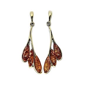 Statement amber earrings,Natural amber earrings,Genuine amber earrings,Gold earrings with amber,Gift for her,Genuine Baltic amber.