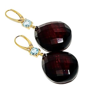 Natural amber earrings,Large amber earrings,Gold earrings with amber and topaz,Genuine topaz earrings,Gift for her,Topaz and amber earrings