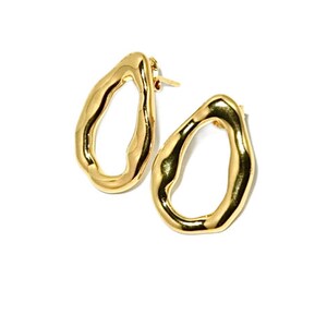 Stylish gold stud earrings,Large gold earrings,Gift for her,Modern jewellery.