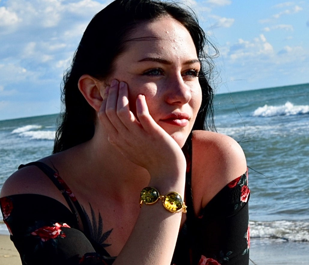 Gold and shop amber bracelet