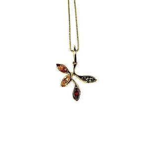Twig amber gold pendant necklace,Multicolour amber gold pendant necklace,Gift for her,Natural amber pendent necklace,Genuine Baltic amber.