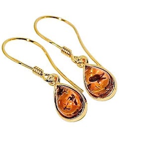 Zarte Bernstein Ohrringe,Gold Ohrringe mit Bernstein,Geschenk für sie,Naturbernstein Ohrringe,echter baltischer Bernstein,Bernstein Ohrringe.