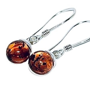 Genuine amber earrings,Natural amber earrings,Silver earrings with amber,Gift for her,Everyday amber earrings,Genuine Baltic amber.