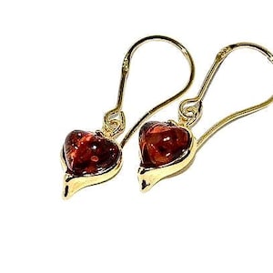 Natural amber earrings,Gold earrings with amber,Genuine Amber earrings,Gift for her,Genuine Baltic amber,Everyday amber earrings.