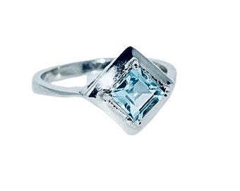 Anillo de topacio natural, anillo de plata con topacio, regalo para ella, anillo de topacio genuino, joyería de topacio, anillo de topacio cuadrado.