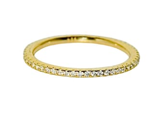 Sparkle gold ring,Delicate gold ring,Gold ring with CZ,Gift for her,Gold CZ  jewellery.