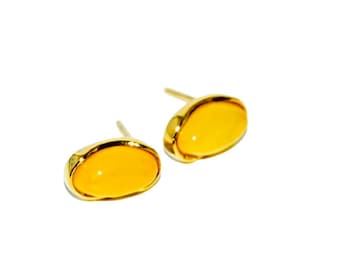 Delicate amber earrings,Butterscotch amber earring,Gold earrings with amber,Natural amber earrings,Gift for,Genuine Baltic amber.