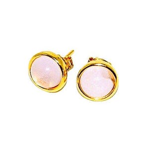 Gouden rozenkwarts oorstekers Zacht roze oorstekers Fijne gouden oorstekers Cadeau voor haar Rozekwarts sieraden.