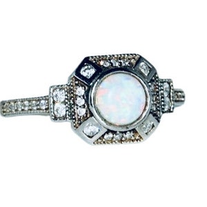 Stylish white opal ring,White opal ring,Silver ring with white opal,Gift for her,Opal jewellery,October birthstone,Stunning opal ring.
