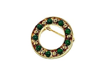 Malachite gold brooch,Natural malachite brooch,Elegant malachite brooch,Gift for her,Malachite jewellery,Genuine malachite brooch.