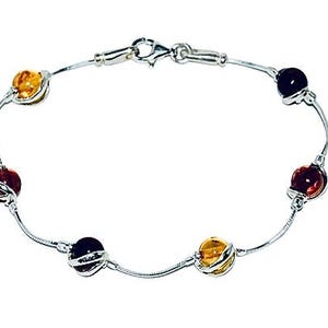 Delicate bracelet with amber,Multicolour bracelet,Silver bracelet with amber,Gift for her,Genuine Baltic amber,Amber jewellery.