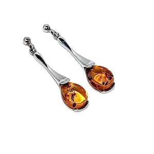 Natürliche Bernsteinohrringe, Silberohrringe mit Bernstein, Bernsteinohrringe für den Alltag, Geschenk für sie, echter baltischer Bernstein, Bernsteinschmuck.