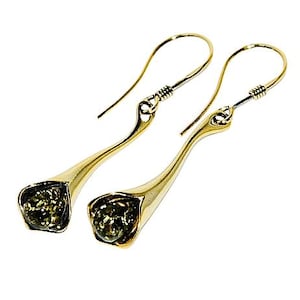Natural amber earrings,Gold earrings with amber,Genuine amber earrings,Everyday amber earrings,Gift for her,Genuine Baltic amber.