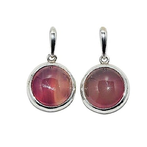Echte rosa Achatohrringe, Silberohrringe mit Achat, große Achatohrringe, runde Achatohrringe, Edelsteinohrringe.