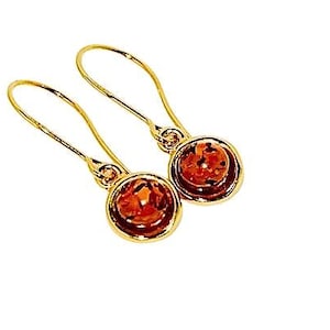 Natural amber earrings,Gold earrings with amber,Genuine Amber earrings,Gift for her,Genuine Baltic amber,Everyday amber earrings.
