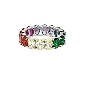 Multicolour silver ring,Rainbow ring,Gift for her,Silver jewelry.