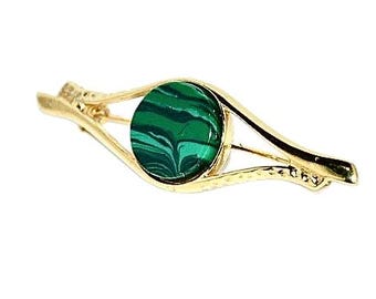 Malachite gold brooch,Natural malachite brooch,Elegant malachite brooch,Gift for her,Malachite jewellery,Genuine malachite brooch.