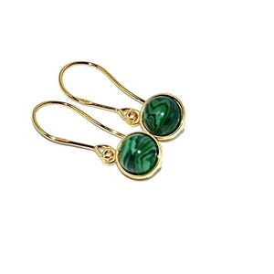 Natural malachite gold earrings,Green malachite earrings,Gold earrings with malachite,Gift for her,Malachite jewellery.