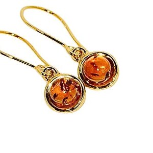 Elegante Bernstein Ohrringe,Gold Ohrringe mit Bernstein,Naturbernstein Ohrringe,echter Bernstein Ohrhänger,Geschenk für Sie,echter baltischer Bernstein.