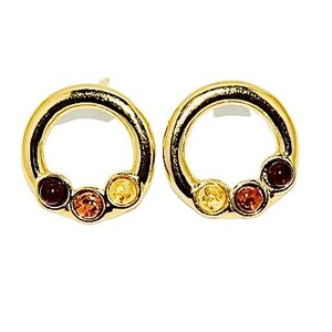 Natural amber stud earrings,Multicolour amber stud earrings,Gift for herGenuine amber earrings,Amber jewellery,Genuine Baltic amber.
