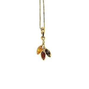 Delicate amber gold pendant necklace,Multicolour amber pendant necklace,Gift for her,Natural amber pendent necklace,Genuine Baltic amber.