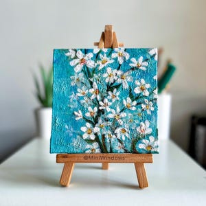 Set of 4 Nature-Inspired Mini Oil Paintings | Floral Wall Art | Oil Painting | Small Artwork | Original Art | 4X4 inch Mini Canvas